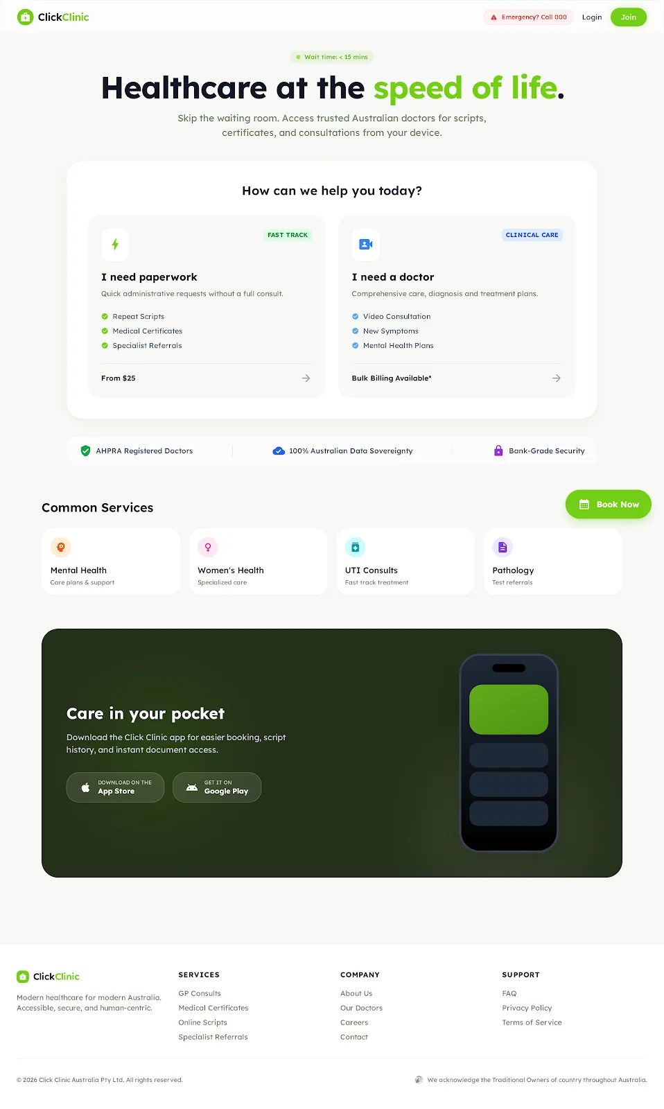 Click Clinic mobile app preview